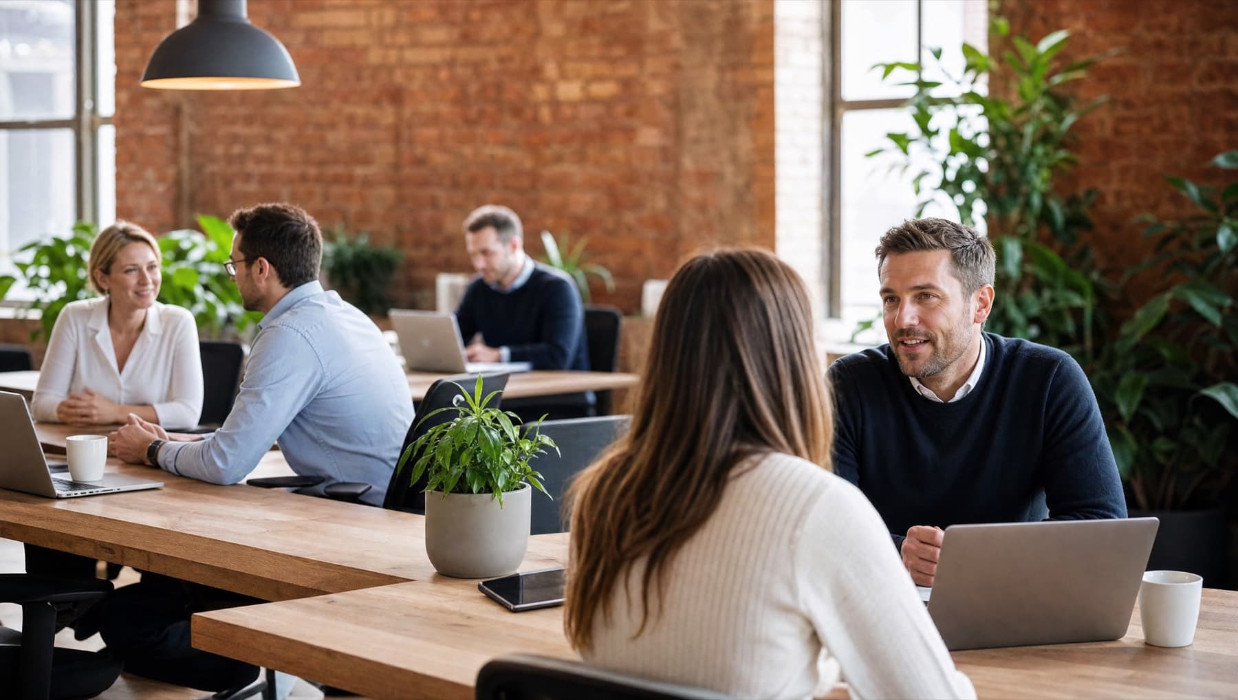A small team at work in a bright open office